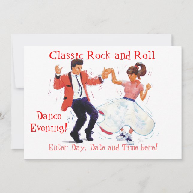 Invitación El rock-and-roll clásico Jive el baile (Anverso)