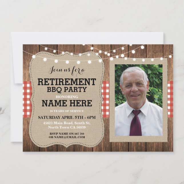 Invitación El rojo del Bbq del fiesta de la foto de la (Anverso)