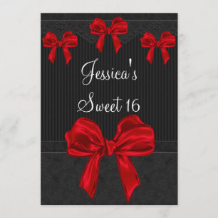 Invitación El rojo gris negro de las flores del dulce 16