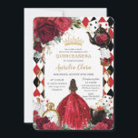 Invitación El rojo quinceañero roza una Alicia floral en el p<br><div class="desc">Personalice esta encantadora invitación de quinceañera con su propia redacción fácil y rápidamente,  simplemente pulse el botón personalizar it para reorganizar y formatear el estilo y la ubicación del texto. ¡Artículos coincidentes disponibles en la tienda! c) El estudio Happy Cat Studio</div>