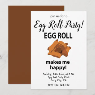 Invitación El Rollo de Huevo Me Hace Feliz Fiesta de Rollo de