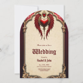 Invitación El romance vintage con el corazón y las alas.