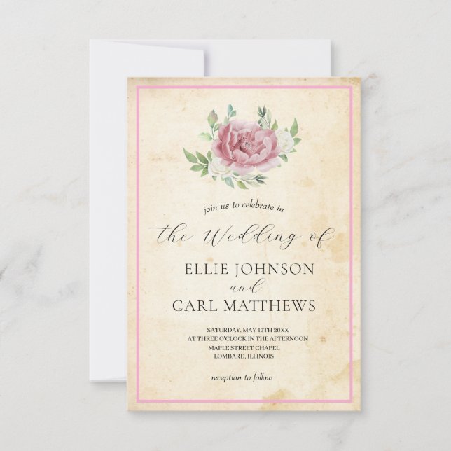 Invitación El Rosa Boda desenfadado (Anverso)