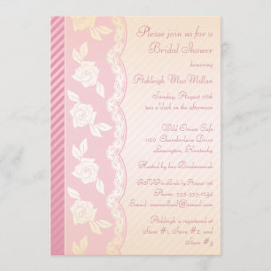 Invitación El rosa color de rosa, ducha nupcial del cordón