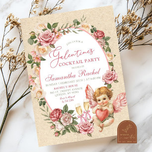 Invitación El Rosa de cosecha cupido fiesta de cócteles de Ga