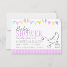 Invitación El rosa del cochecito del cochecito de niño del