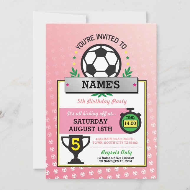 Invitación El rosa del cumpleaños de los deportes del fiesta (Anverso)