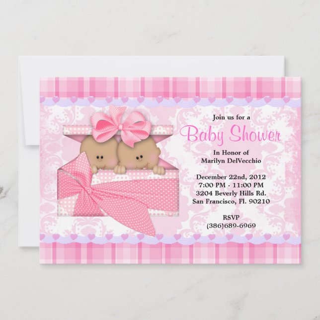 Invitación El ROSA dulce LINDO hermana Baby Shower (Anverso)