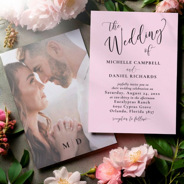 Invitación El rosa moderno de Rubor 'El Boda de' (Subido por el creador)