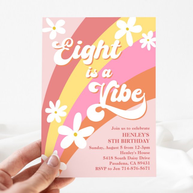 Invitación El rosa ocho es un arco iris retro vibra (Subido por el creador)