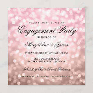 Invitación El rosa Rubor Bokeh rosado enciende al fiesta de