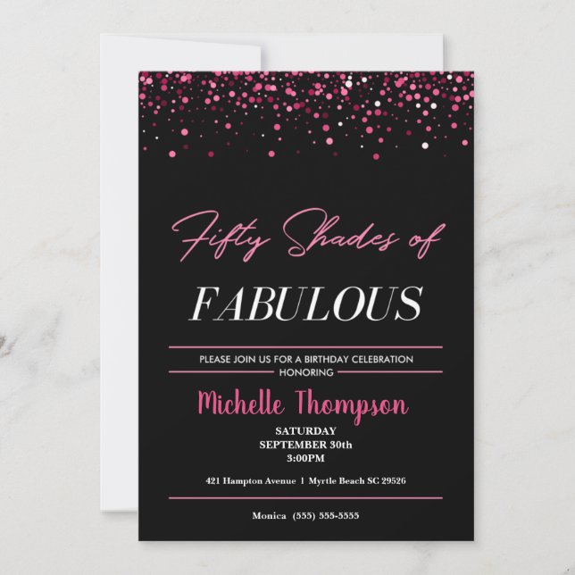Invitación El rosa y el negro de las mujeres cincuenta y fabu (Anverso)