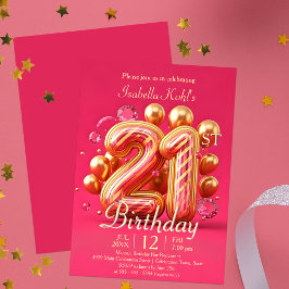 Invitación El rosa y el oro glamorosos 21º cumpleaños