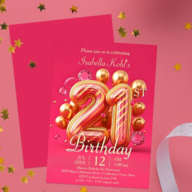Invitación El rosa y el oro glamorosos 21º cumpleaños (Subido por el creador)