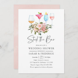 Invitación El Rubor floral y el oro Rosa en el bar