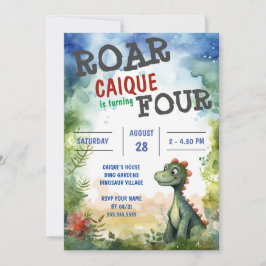 Invitación El rugido de los dinosaurios cumple 4 años