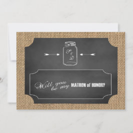 Invitación El ruso Mason Jar Burlap será mi atrón de honor