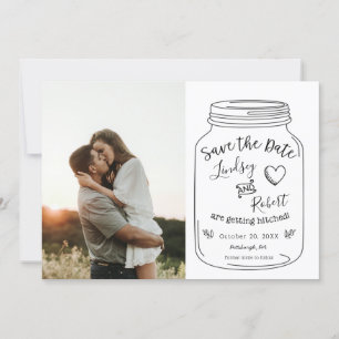 Invitación El ruso Mason Jar salva la fecha con foto
