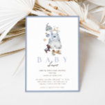Invitación El ruso vintage Baby Shower de Boho Denim Boy<br><div class="desc">Celebra a la futura madre con esta adorable invitación rústica bohemiana de niños pequeños a la ducha de bebé, que incluye un impresionante ilustracion acuarela de primera ropa, juguetes y estrellas del bebé. Este diseño incluye un dulce conjunto de chicos en un hermoso denim azul, un burro de juguete, un...</div>