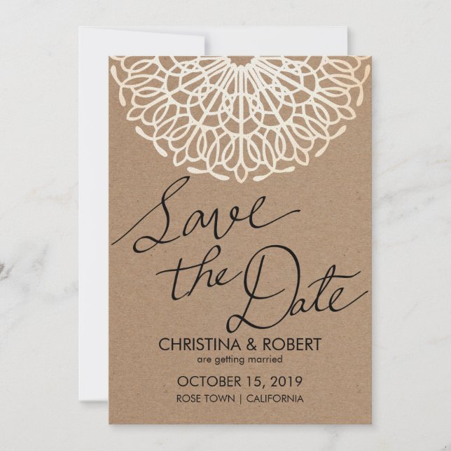 Invitación El Rústico Papel Kraft Guarda La Tipografía De La  (Anverso)