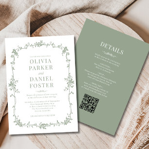 Invitación El sabio verde de la victoriana francesa en un sol