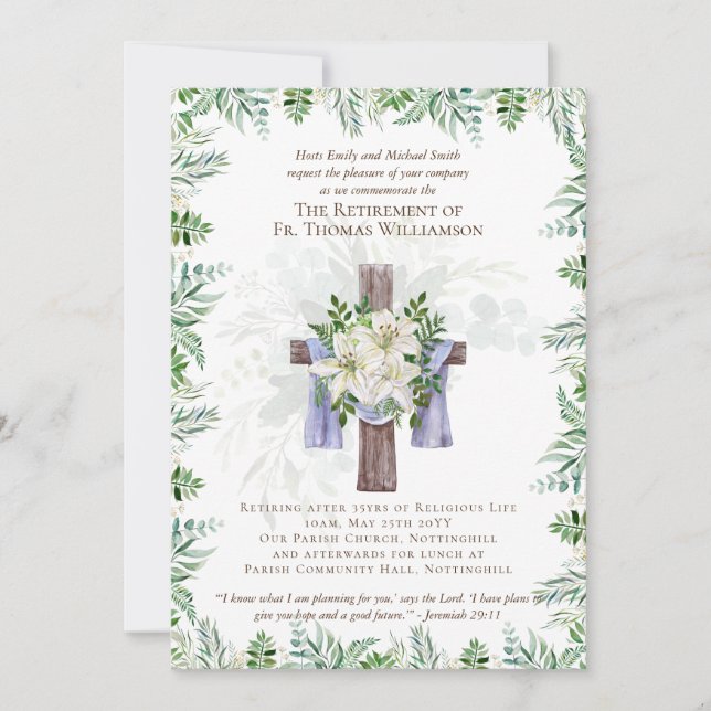 Invitación El sacerdote pastor diácono invita al retiro (Anverso)