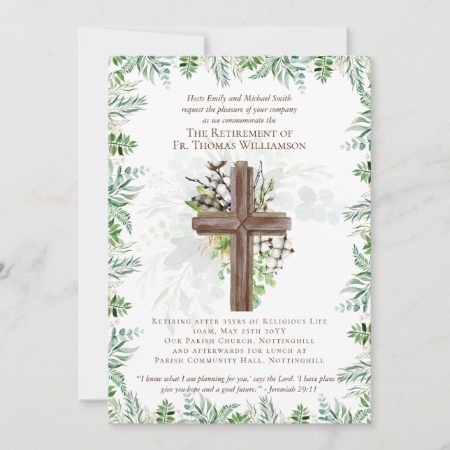 Invitación El sacerdote pastor diácono invita al retiro (Anverso)