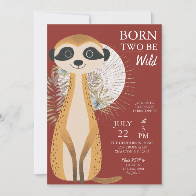 Invitación El Safari Australiano Nacido Dos Es Un Cumpleaños  (Anverso)