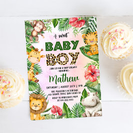 Invitación El Safari de la Jungla Un Niño Dulce Baby Shower