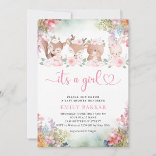 Invitación El Safari de la Selva es un Baby Shower rosa del B