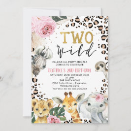 Invitación El Safari Floral Boho Dos Salvajes Cumpleaños Segu