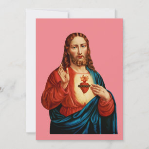 Invitación El Sagrado Corazón De Jesús Retrato De Arte Fino