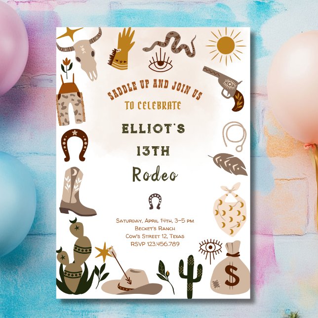 Invitación El salvaje cumpleaños del vaquero rodeo occidental (Subido por el creador)