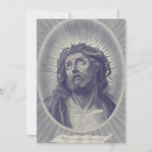 Invitación El Santo Rostro De Jesús Con Corona De Espinas Art (Anverso)