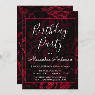 Invitación El satén rojo y negro encaja con cualquier fiesta