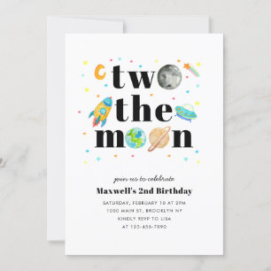 Invitación El segundo cumpleaños de la luna, el planeta dos e