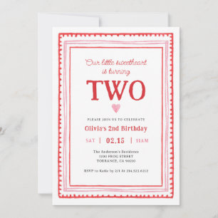Invitación El segundo cumpleaños del Chica del pequeño querid