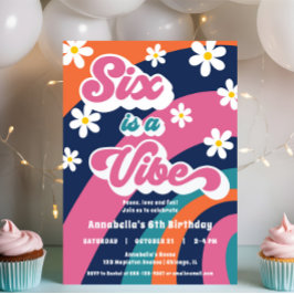 Invitación El seis cumpleaños de color, el seis, es una groov