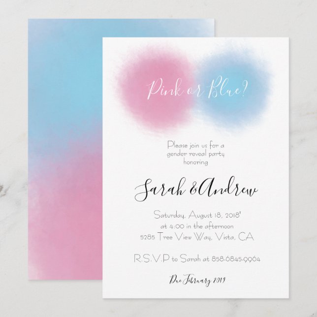 Invitación El sexo de la bomba de humo revela el bebé de la b (Anverso / Reverso)