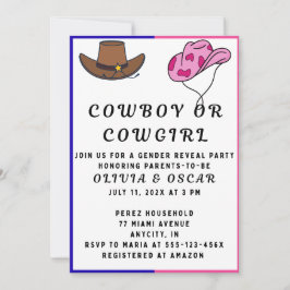 Invitación El sexo de vaqueros o vacas revela fiesta