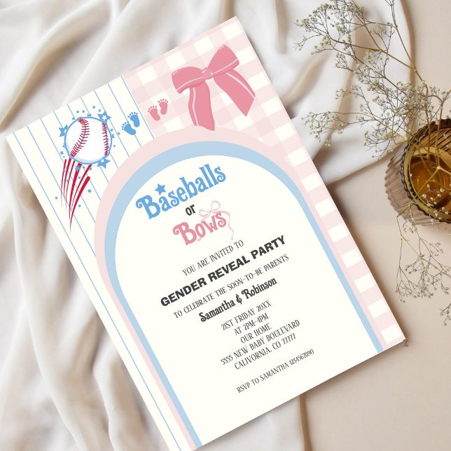 Invitación El sexo del bebé revela Baseballs o Bows (Subido por el creador)