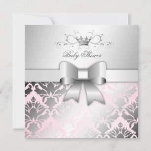 Invitación El Shimmer del Damasco 311 dobla Baby Shower rosa 