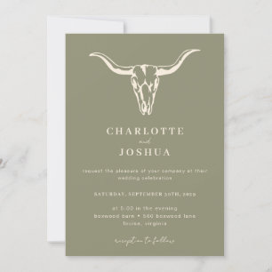Invitación El simple cráneo de vaca boho occidental se desmor