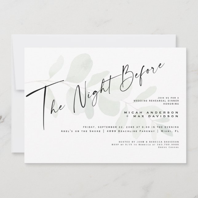 Invitación El Simple Foliage La Noche Antes De La Cena Del En (Anverso)