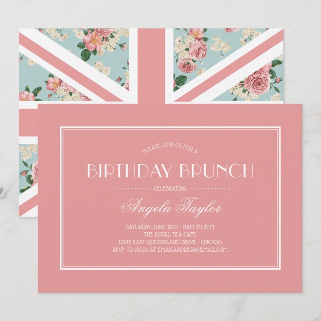 Invitación El sindicato de Rosas ingleses Jack Birthday (Anverso / Reverso)