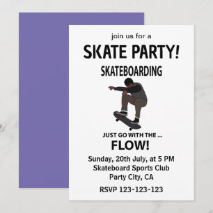 Invitación El Skateboarding Sólo Ve Con El Skateboarder Fluid