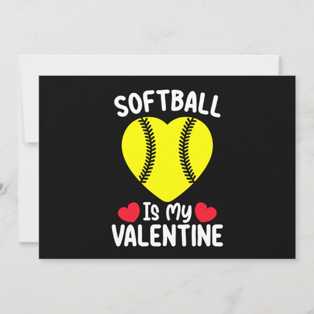 Invitación El Softball Es Mi Deporte De San Valentín (Anverso)