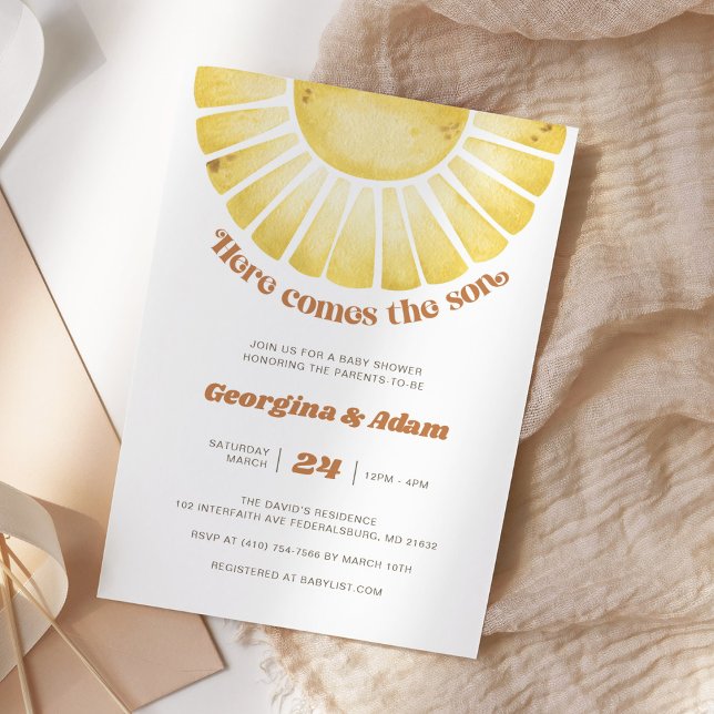 Invitación El Sol Aquí Viene El Baby Shower De Son Boho (Subido por el creador)