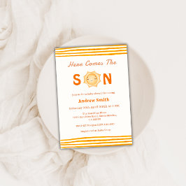 Invitación El Sol Caliente Aquí Viene El Baby Shower Del Hijo