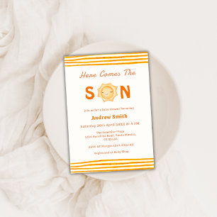 Invitación El Sol Caliente Aquí Viene El Baby Shower Del Hijo